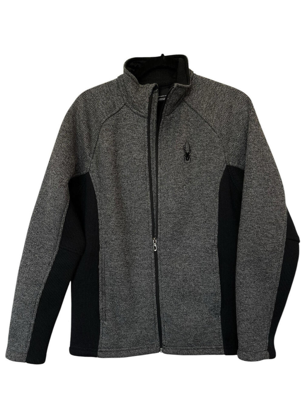 SPYDER Jacket Full Zip Black Gray Fleece lined Waffle knit Mens Medium 2020.2